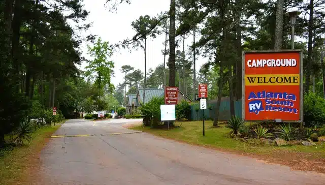 Entrance and sign