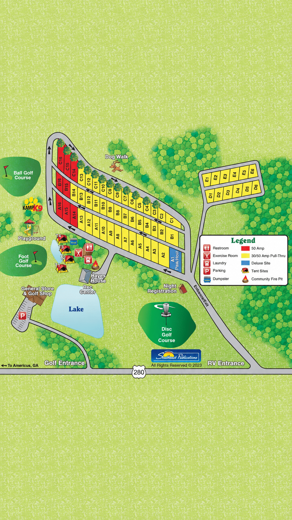Americus KOA Journey campground map