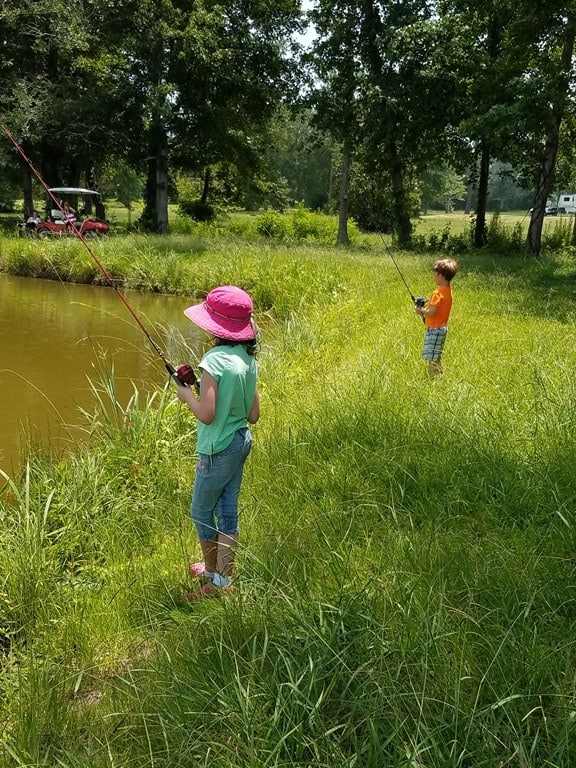 Fishing pond at Americus KOA Journey