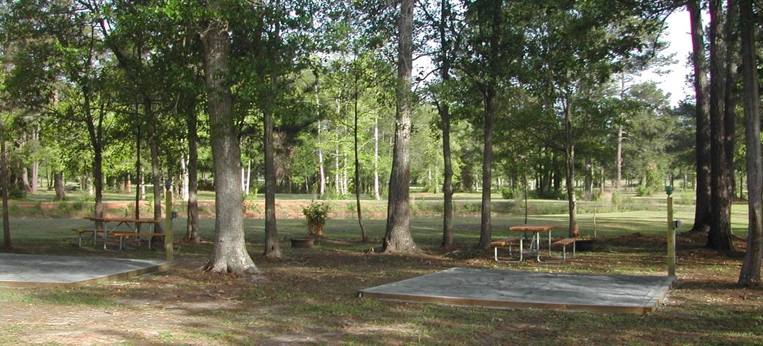 Raised tent pad at Tent Site 2 at Americus KOA Journey