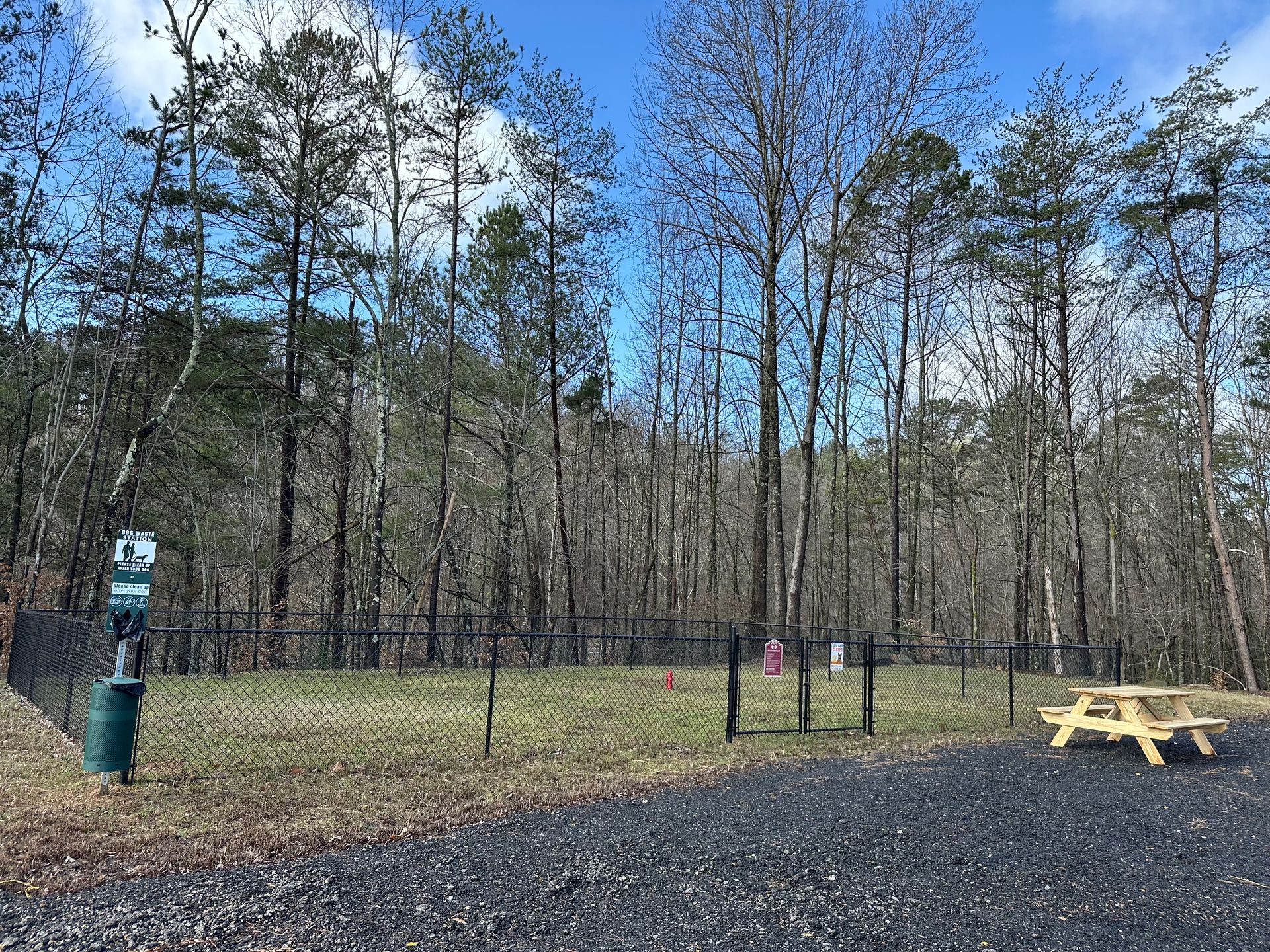 Fenced dog park at Apple Country RV Resort