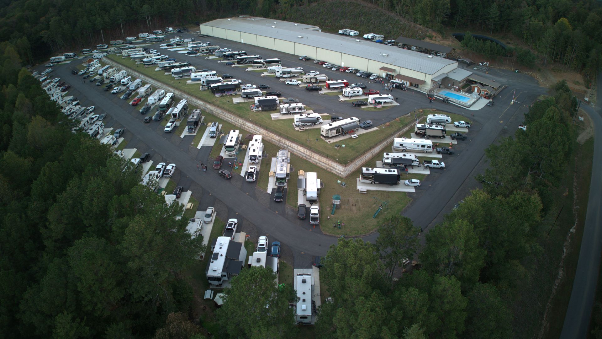 Aerial view of the grounds at Apple Country RV Resort