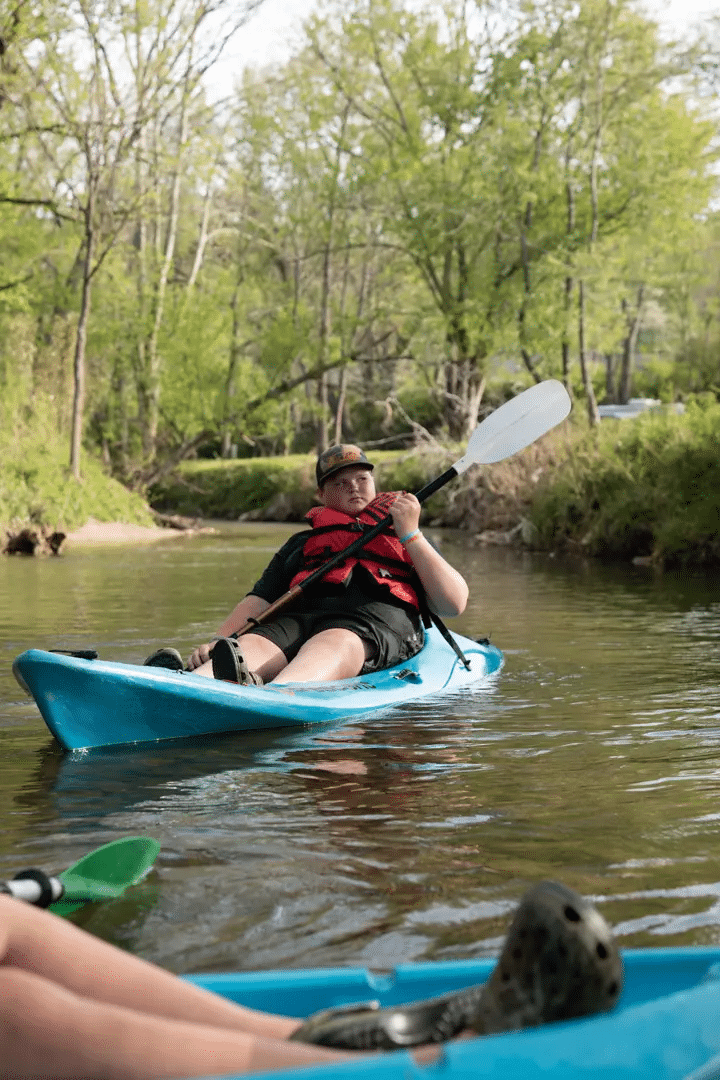 Creekside RV site beside Hemptown Creek at Blue Ridge RV Resort