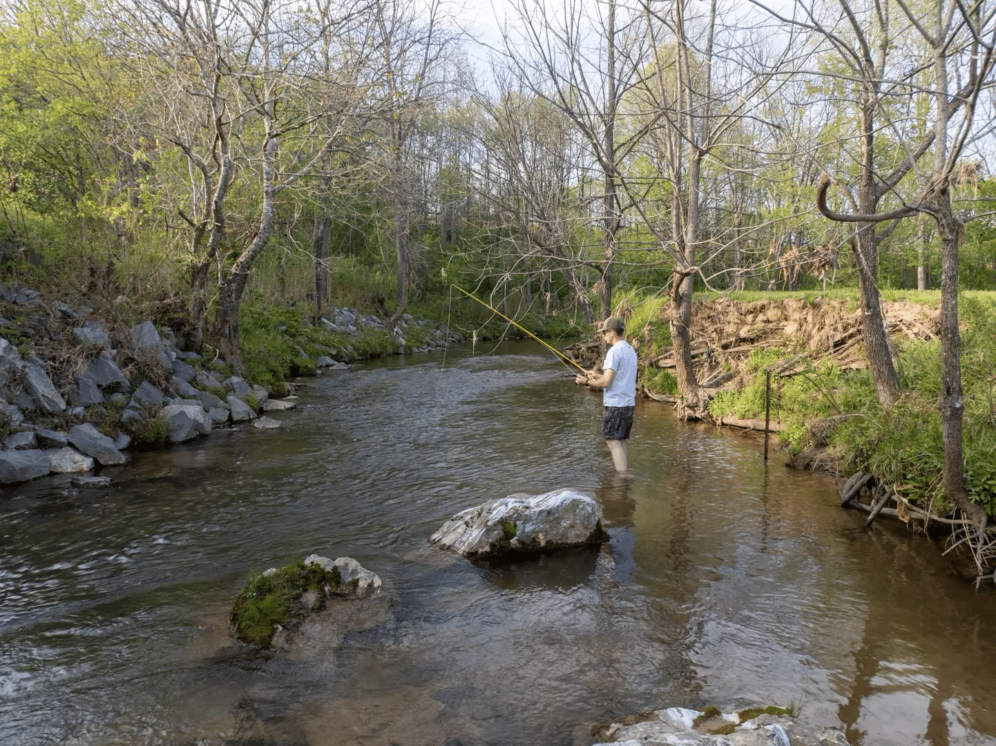 Trout fishing along Hemptown Creek at Blue Ridge RV Resort