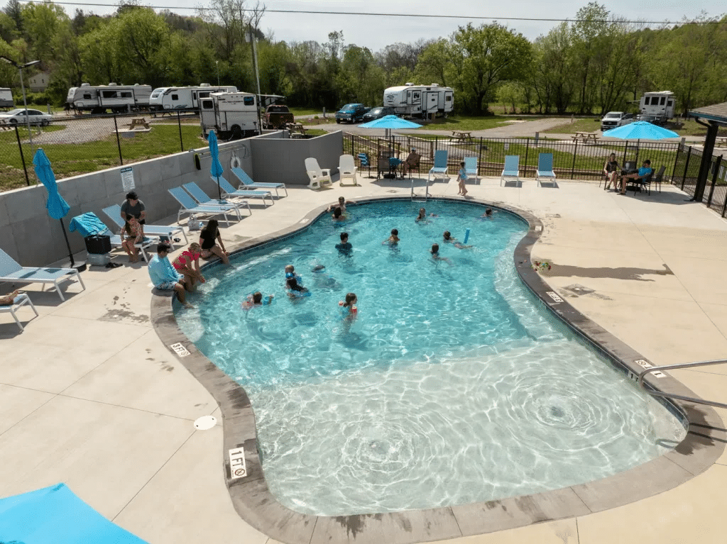 Heated saltwater pool at Blue Ridge RV Resort