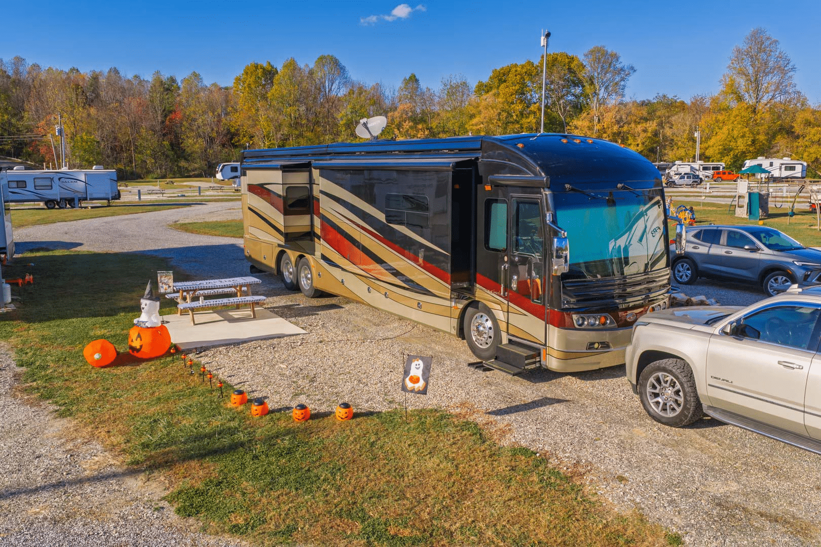 Full-hookup RV site at Blue Ridge RV Resort