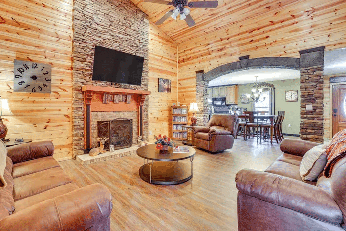 Upstairs recreation and lounge area in the three-bedroom Cabins to Castles cabin