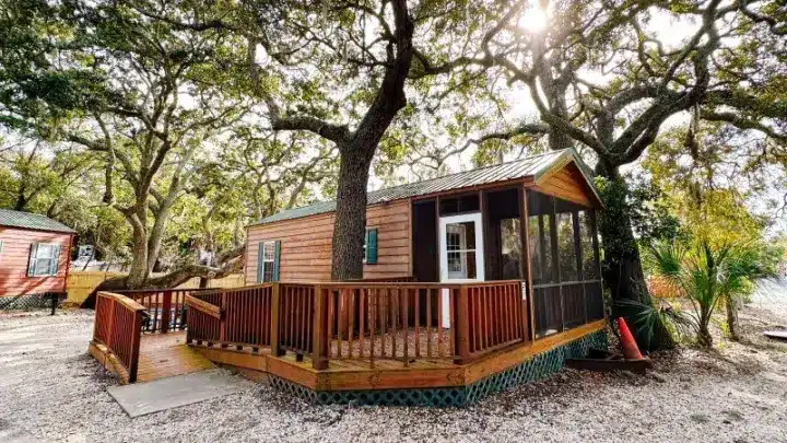 Camping cabin at River's End Campground & RV Park