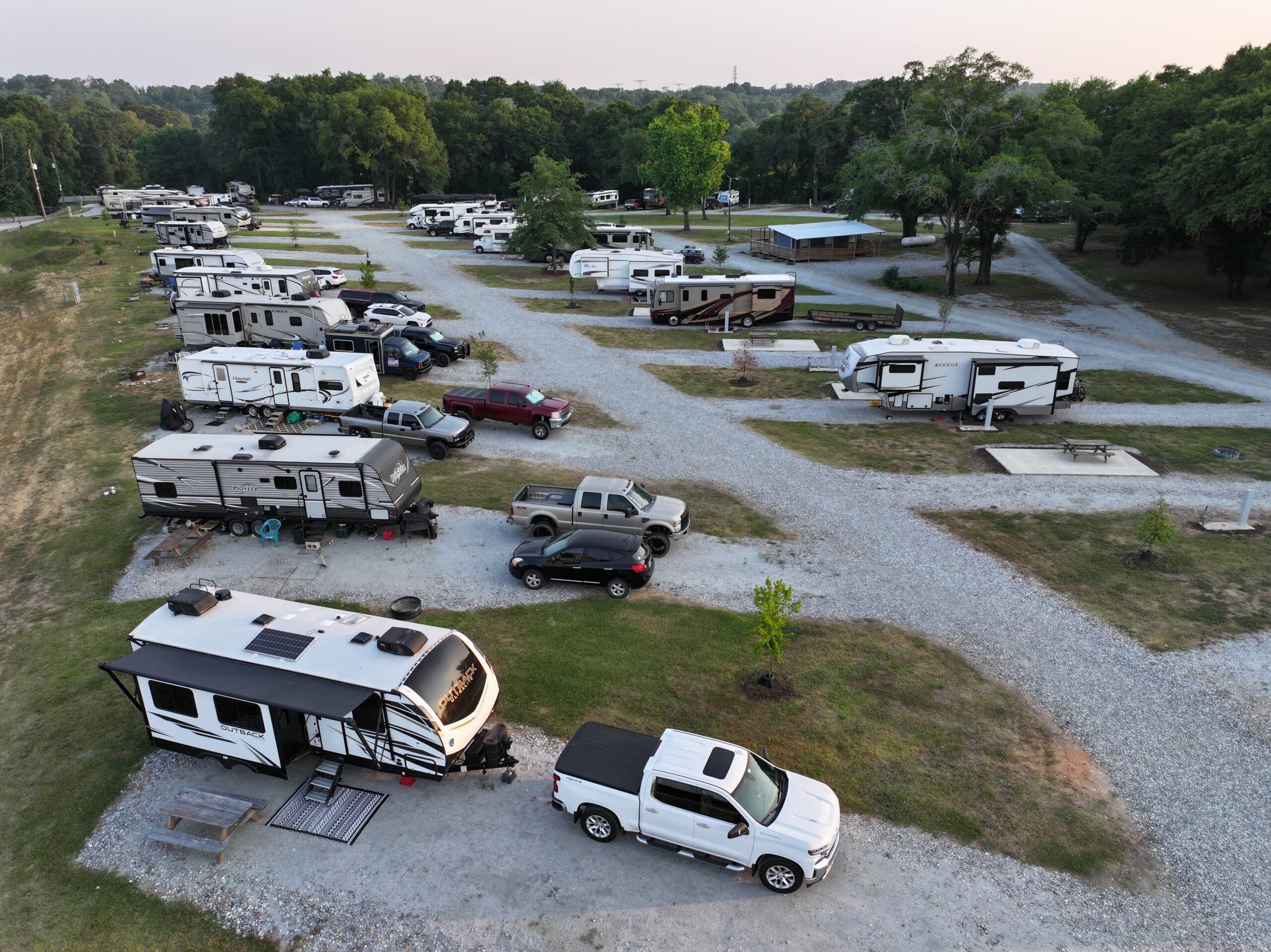 Long-term back-in camping area at Camp David RV Resort