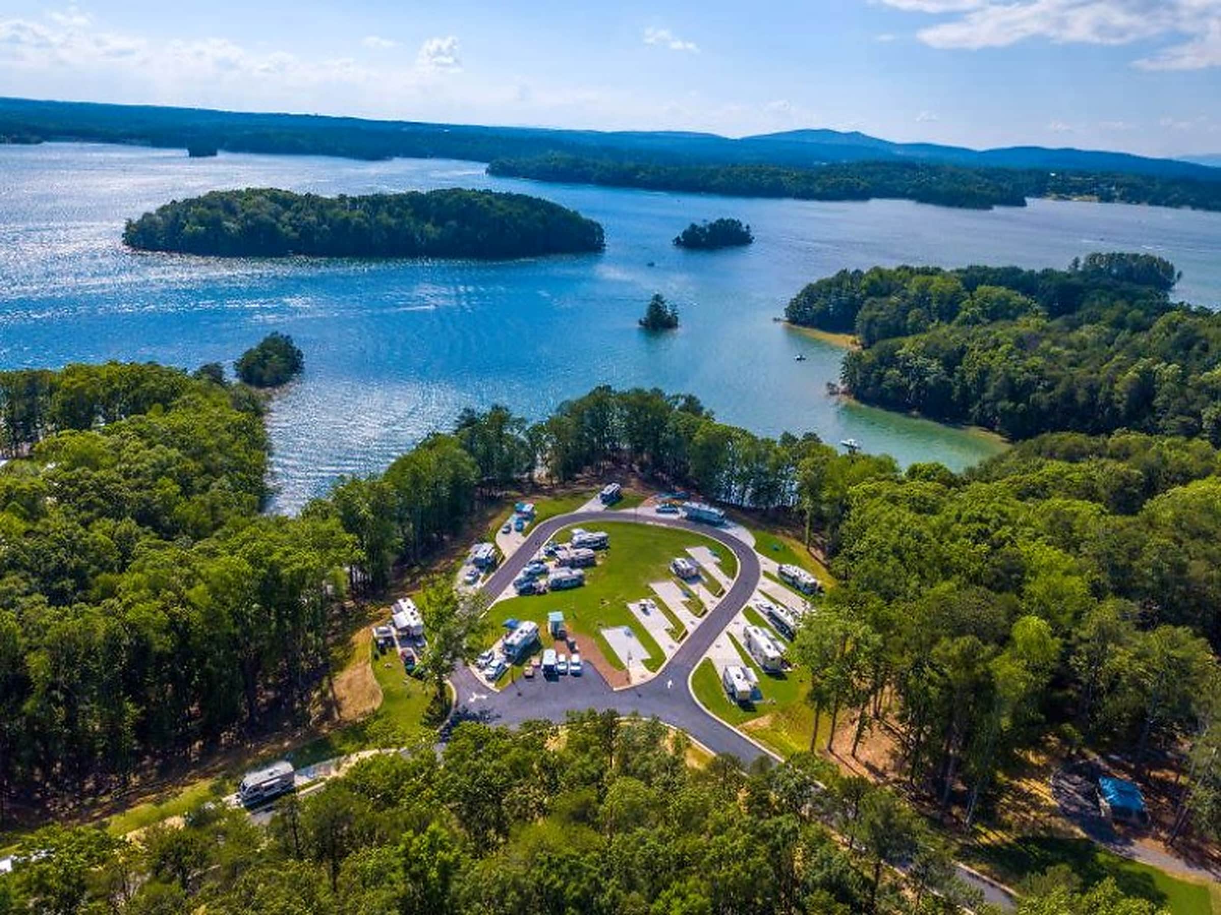 Aerial view of Camp Margaritaville RV Resort Lanier Islands