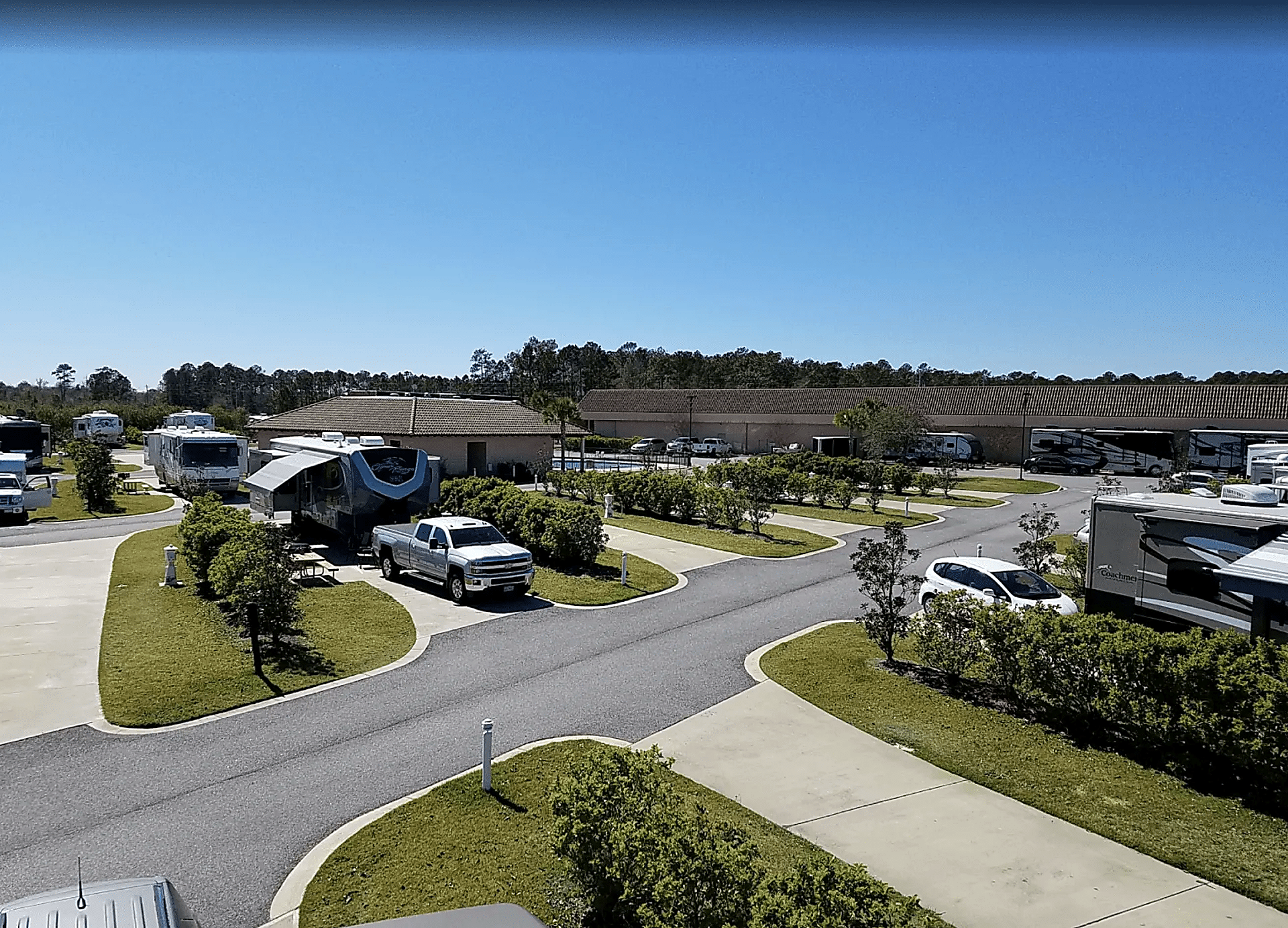Aerial view of Coastal Georgia RV Resort in Brunswick, Georgia