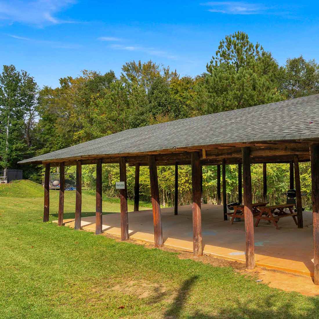 Outdoor gathering area at Commerce Station RV Resort in Commerce, Georgia