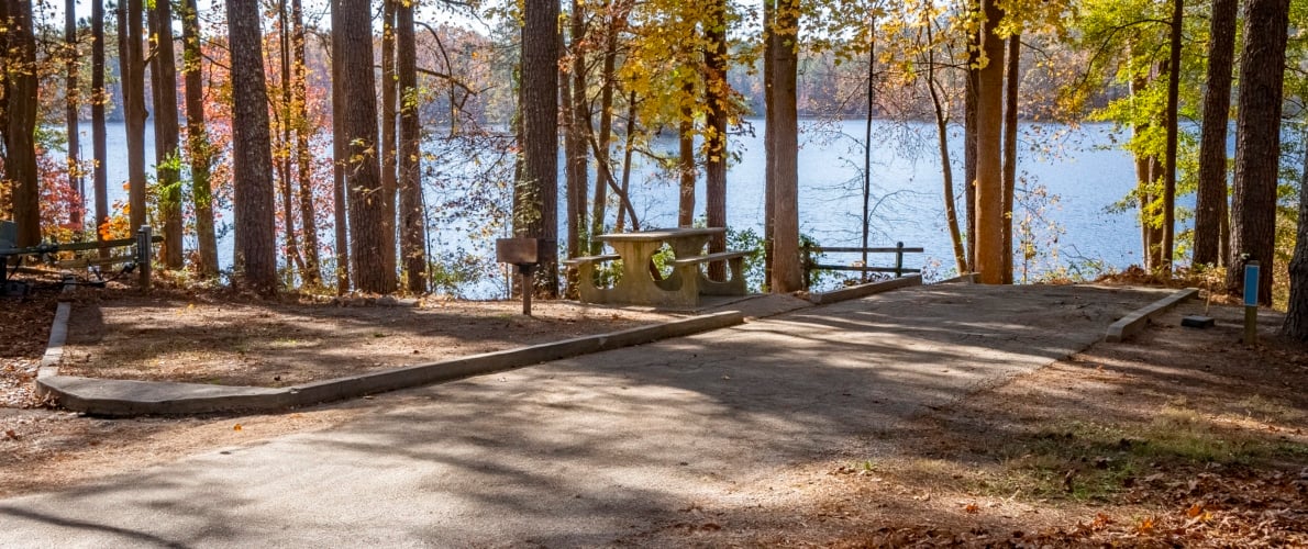 Wooded campground setting at Stone Mountain Park Campground in Stone Mountain, Georgia