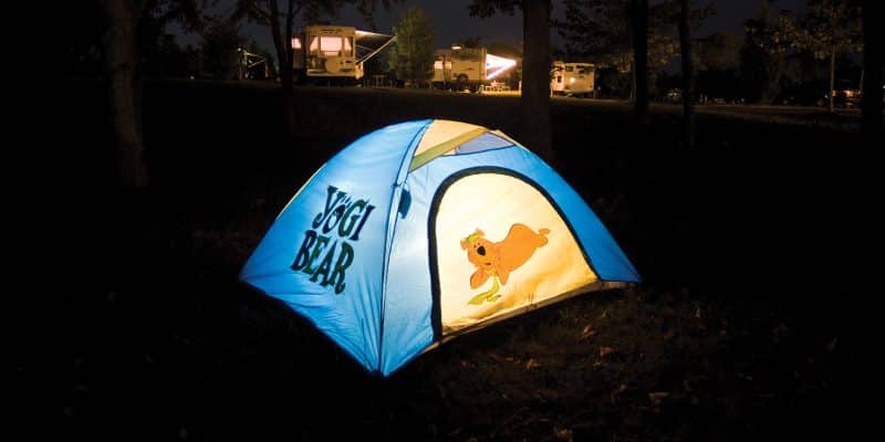 Tent campsite at Jellystone Park Cochran