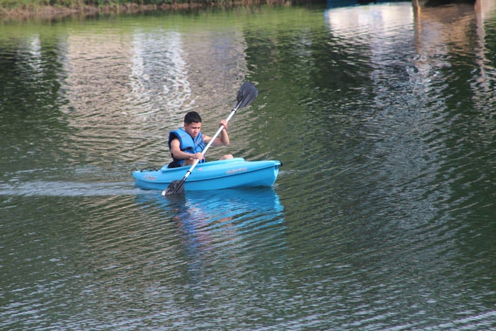 Kayaking on Shine Lake at Beaver Run RV Park