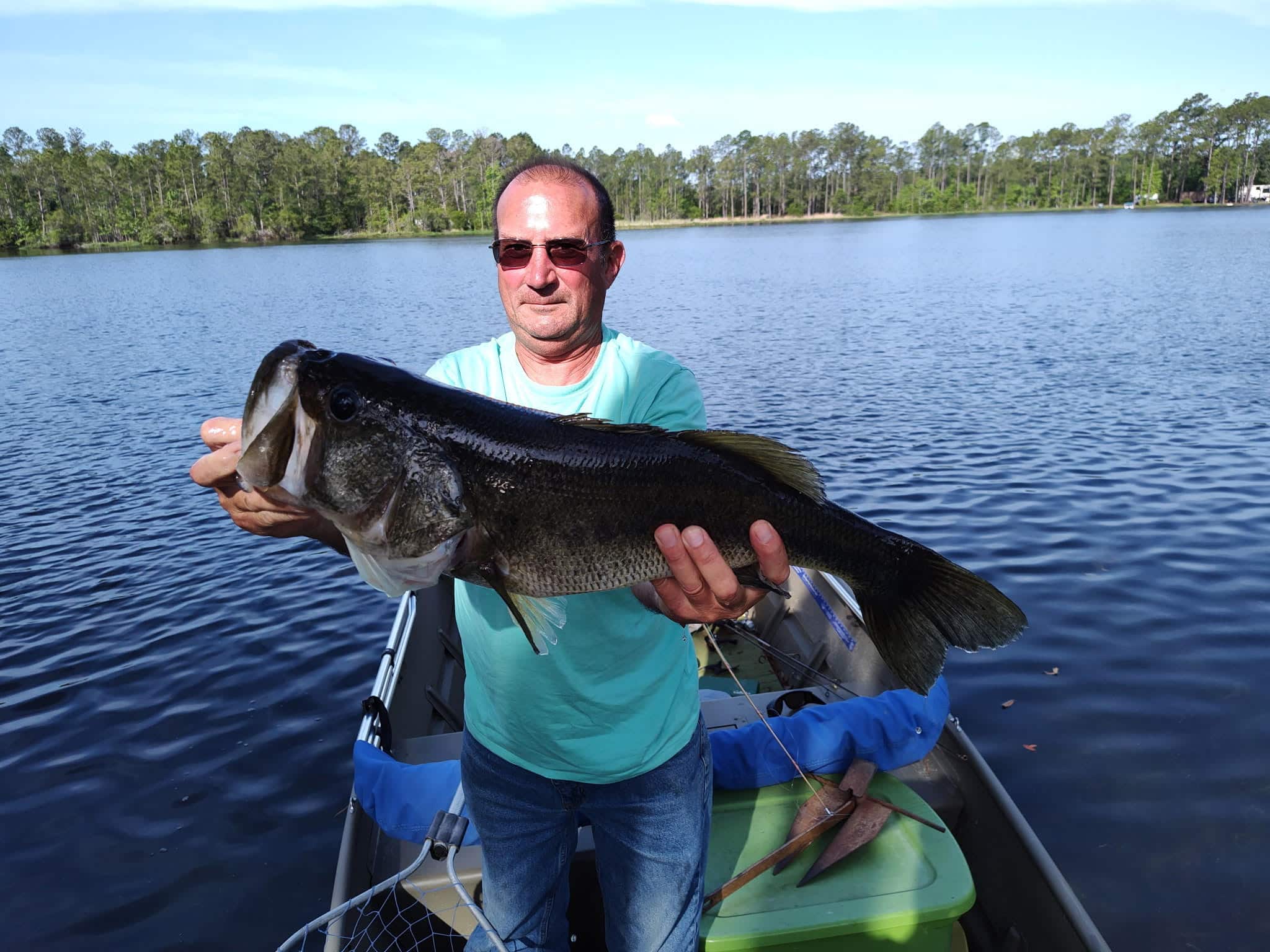 Guest fishing at Lake Harmony RV Park