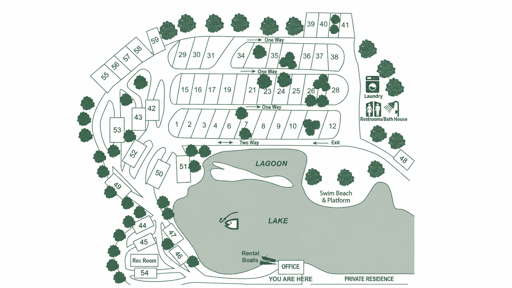 Campground map for Lake Harmony RV Park