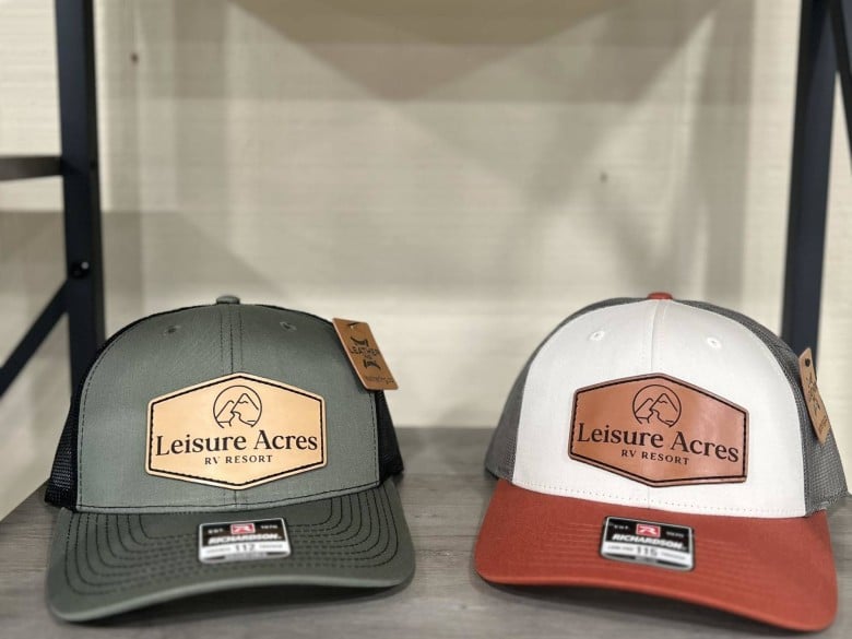 Leisure Acres RV Resort logo hats