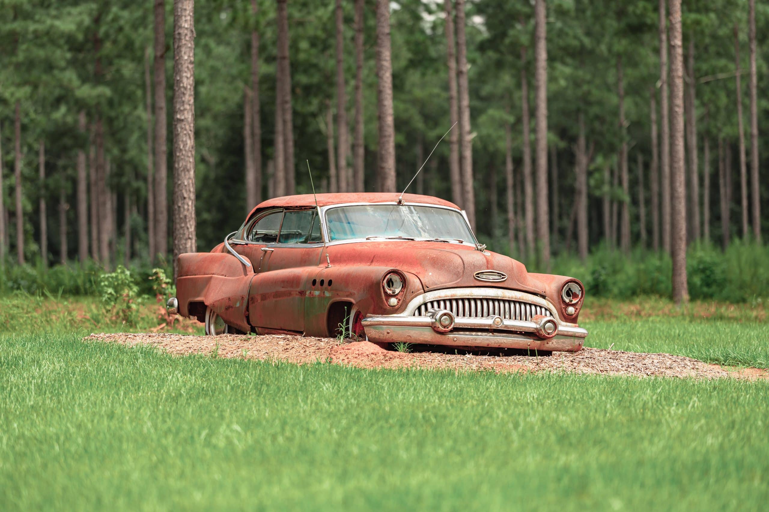 Vintage automobile displayed at Little River RV Park at Durhamtown
