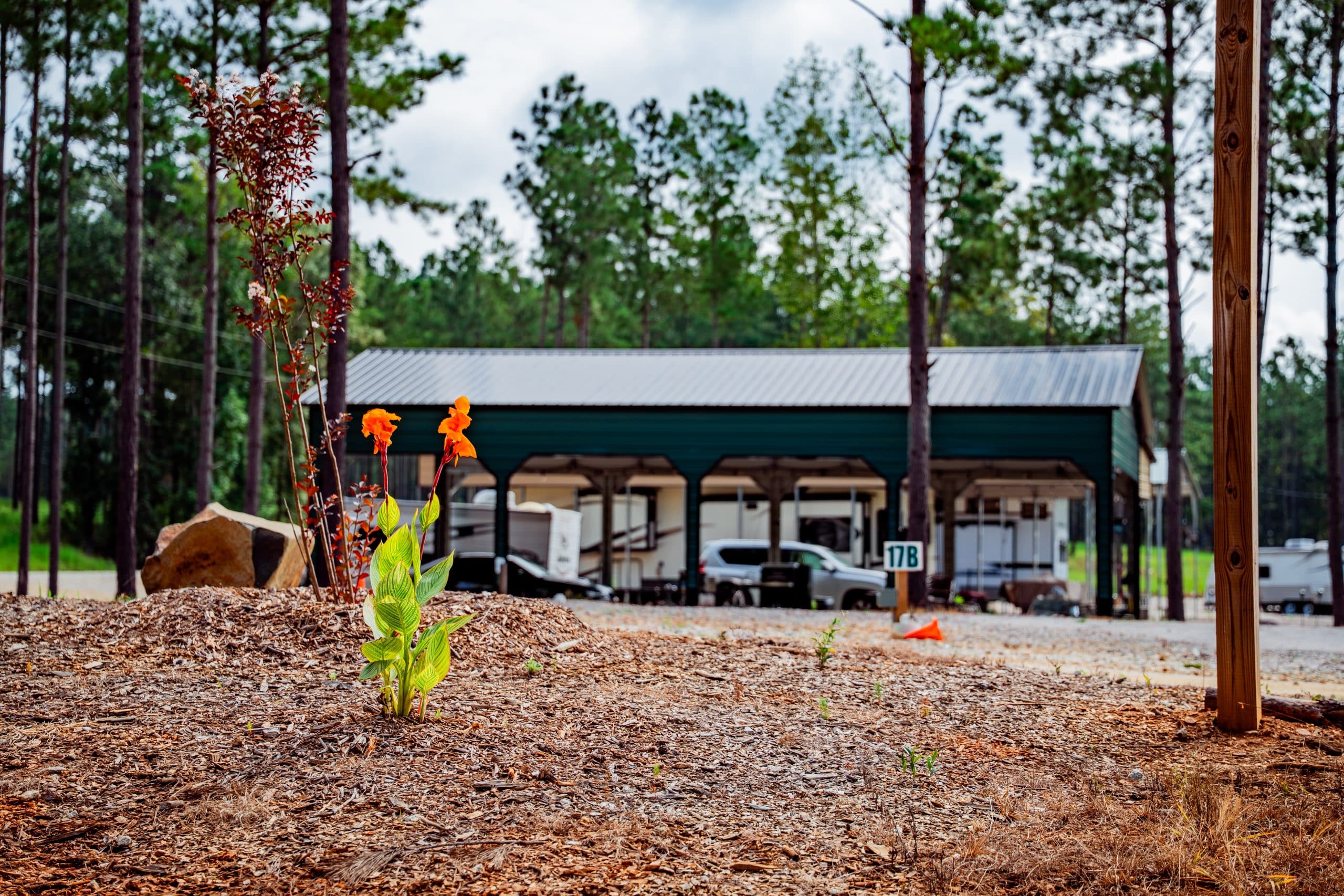 Covered RV sites at Little River RV Park at Durhamtown