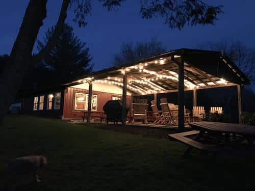 Music Barn and Gathering Room at night