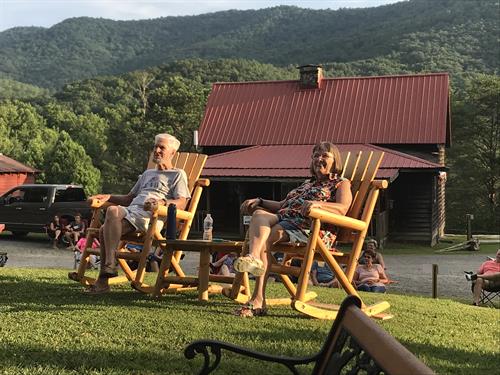 Campers enjoying an outdoor concert at Mountain View Campground