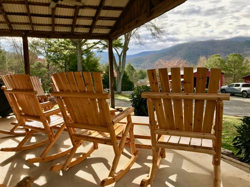 Rocking Porch overlooking the mountains at Mountain View Campground