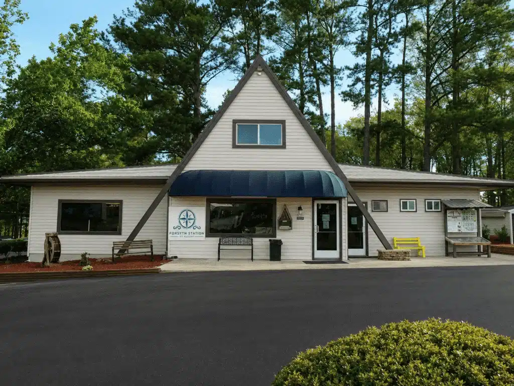 Entrance and sign