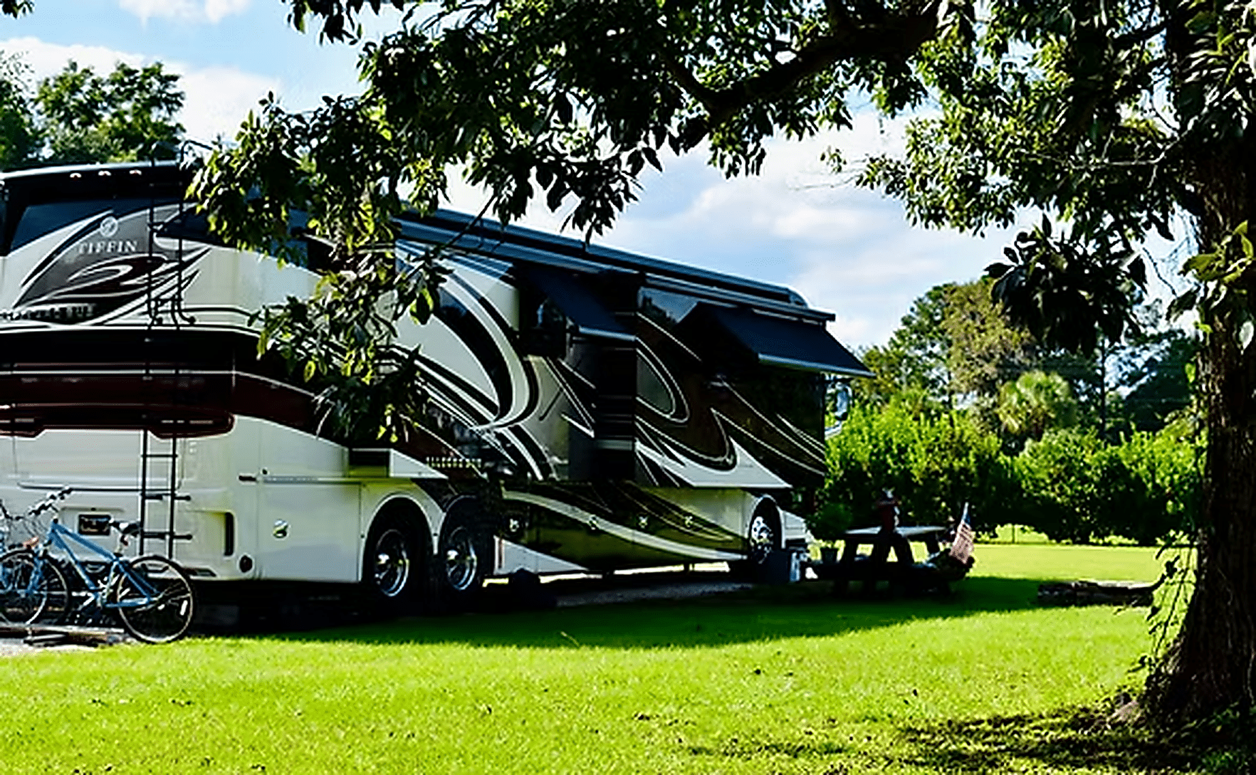 Full-hookup RV site at Red Gate Farms RV Resort