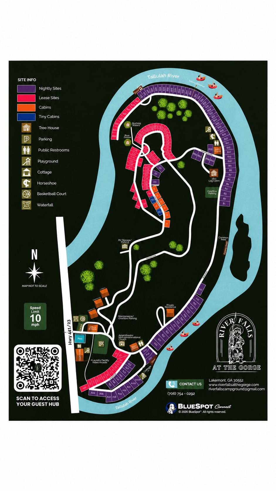 River Falls at the Gorge campground map