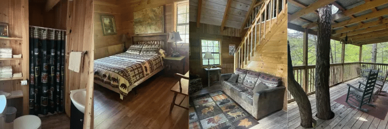 Interior and porch photo collection of River Pines Treehouse