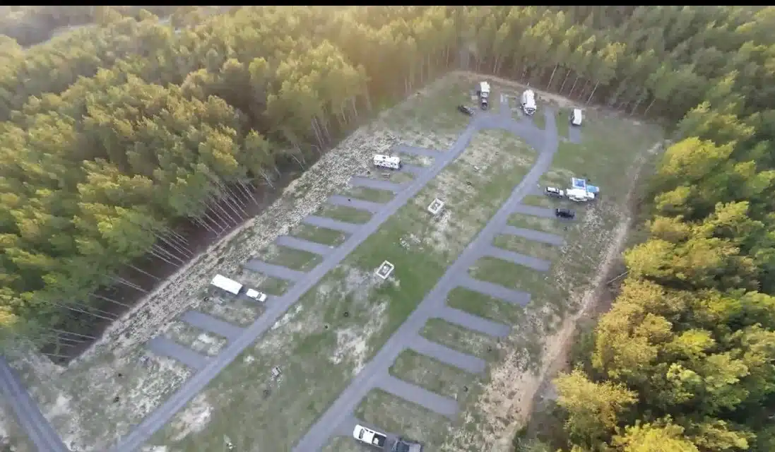 Aerial view of Small Living RV Park and its RV sites in Baxley, Georgia
