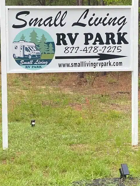Entrance sign at Small Living RV Park