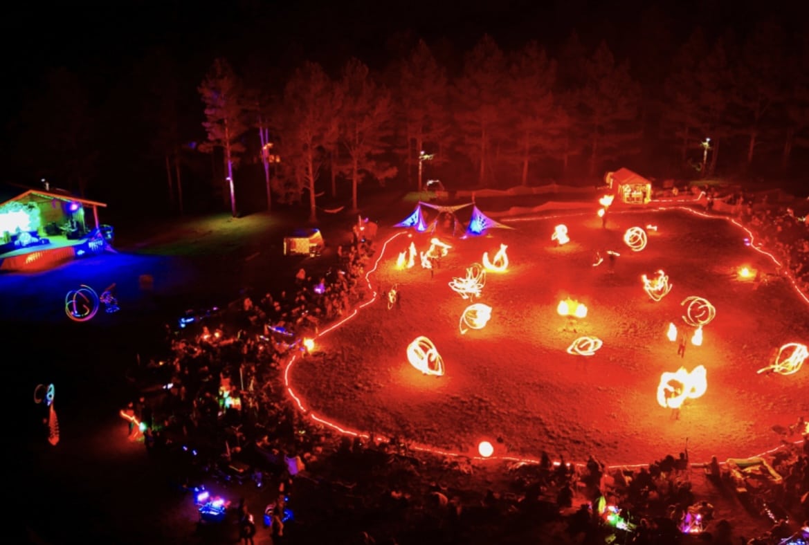Outdoor gathering at Skull Shoals Park