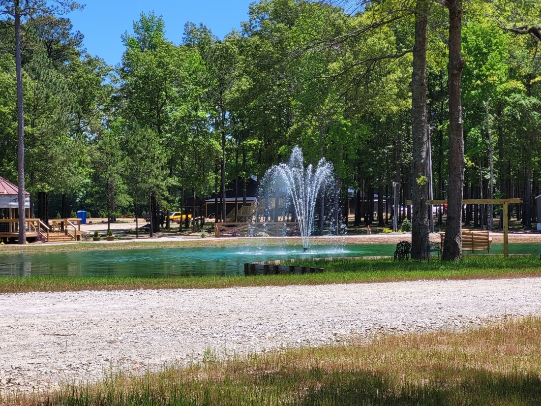 Pond and fountain at Sanwar RV Park & Resort