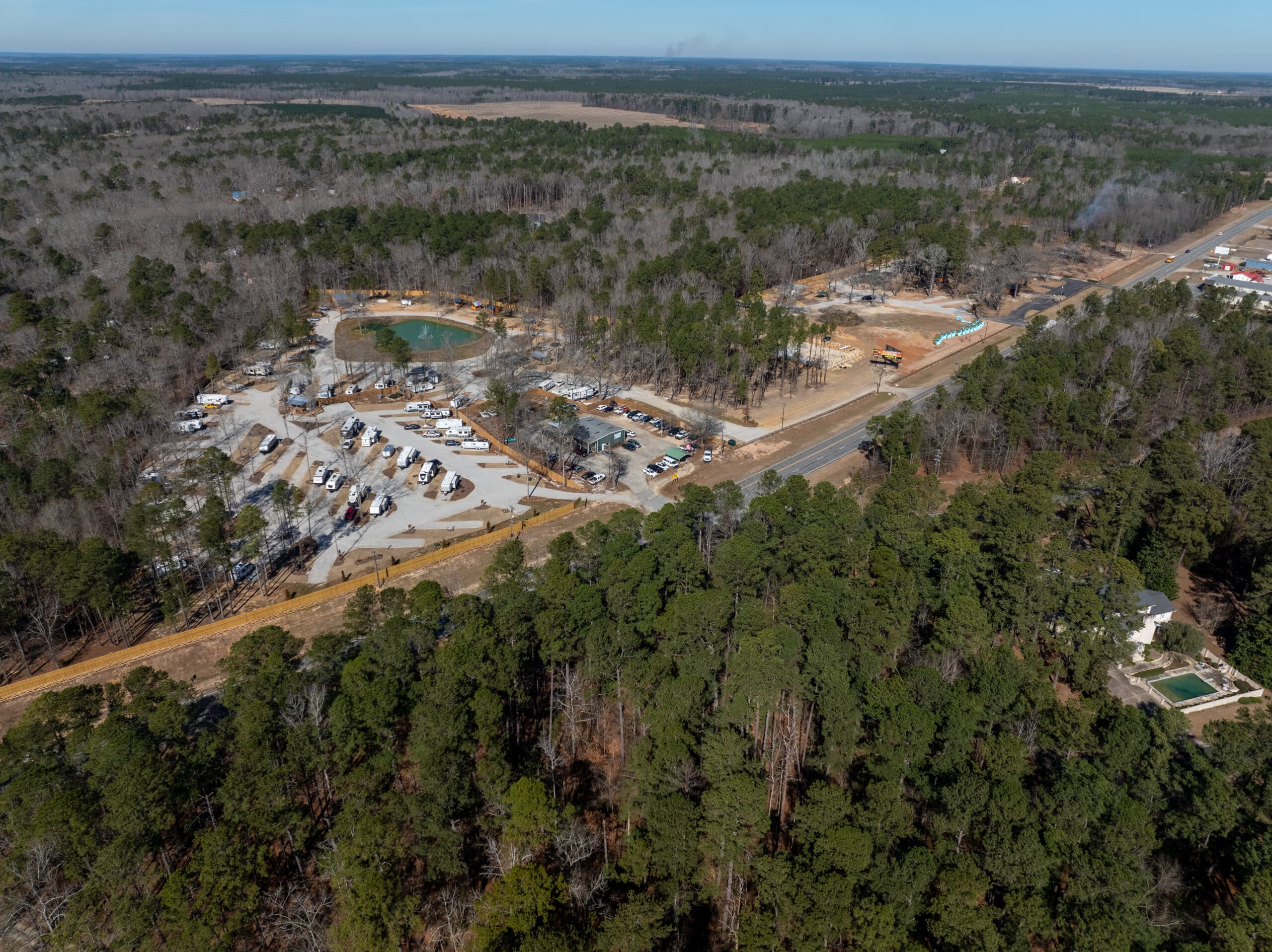 Aerial view of Sanwar RV Park & Resort in Sandersville, Georgia