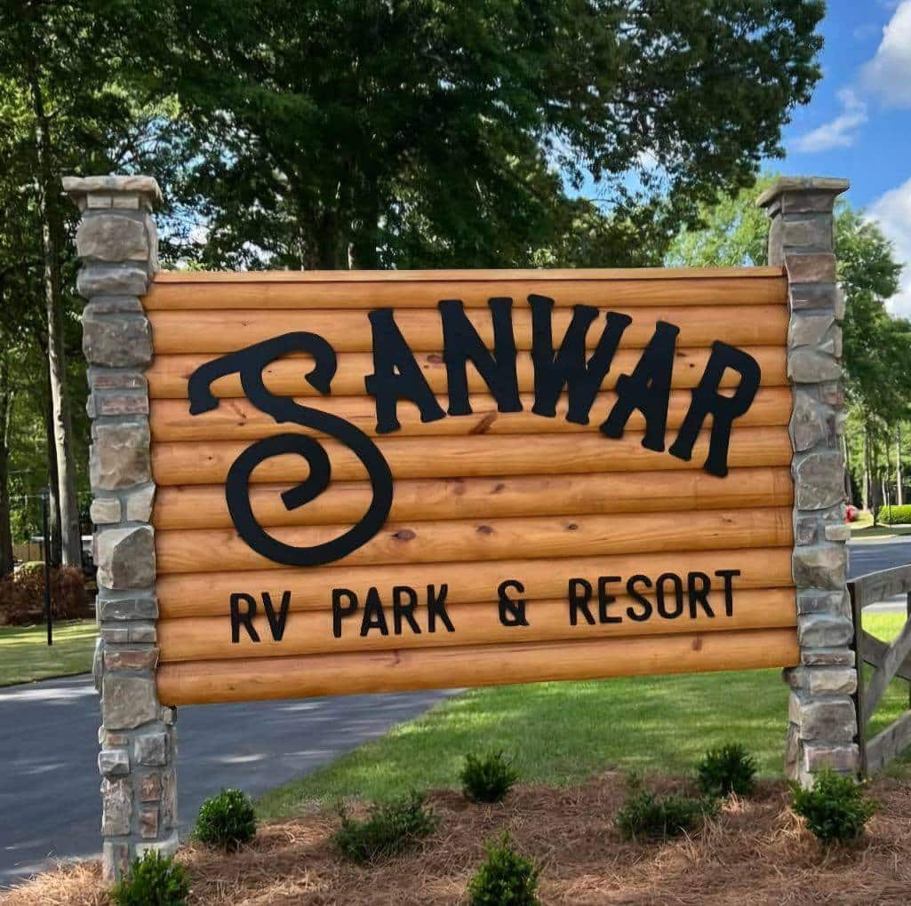 Entrance sign at Sanwar RV Park & Resort