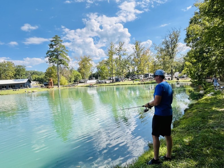 Aerial pond view at Scenic City RV Campground