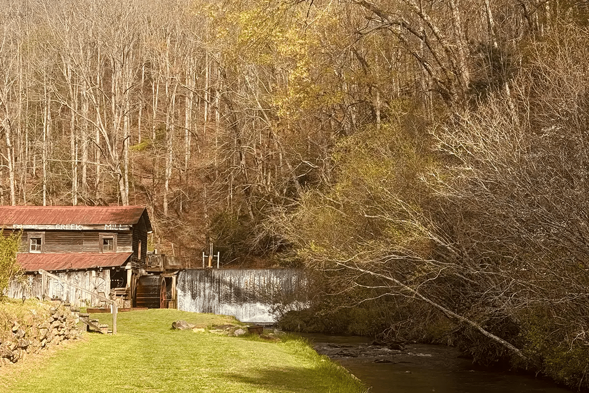 Historic mill and creek at Skeenah Creek Campground & Mill