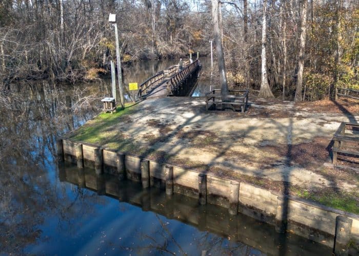 Fishing dock on the Ogeechee River at Spacious Skies Savannah Oaks