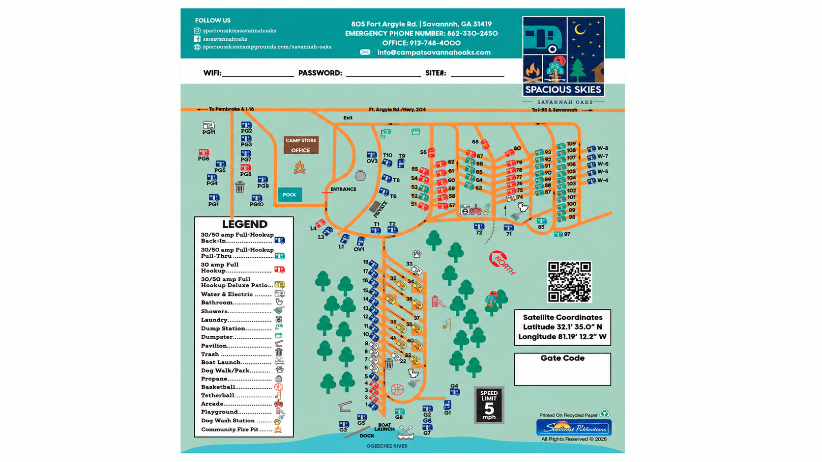 Spacious Skies Savannah Oaks campground map