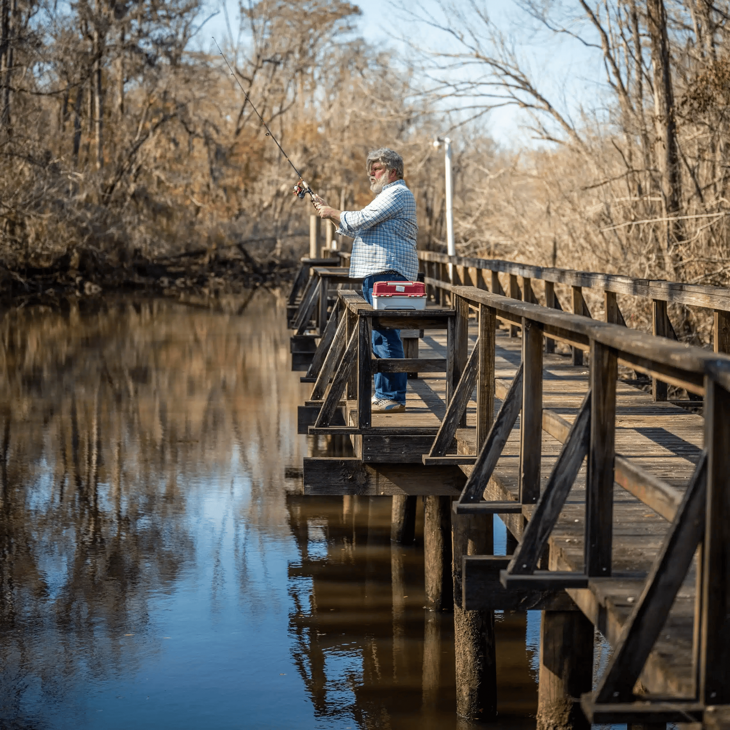 Fishing dock and Ogeechee River at Spacious Skies Savannah Oaks