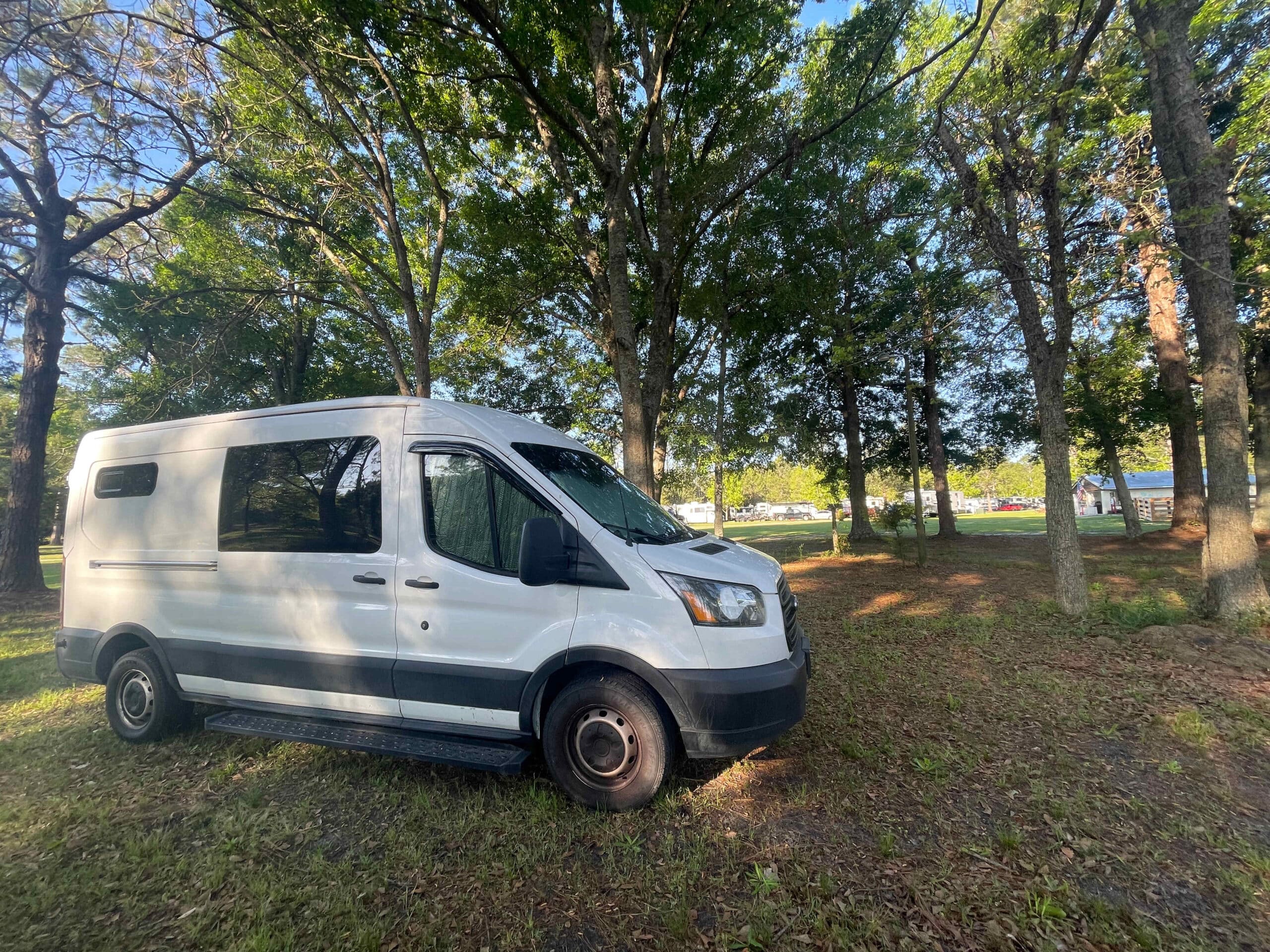 Open campground recreation space at The Trolley Stop RV Park