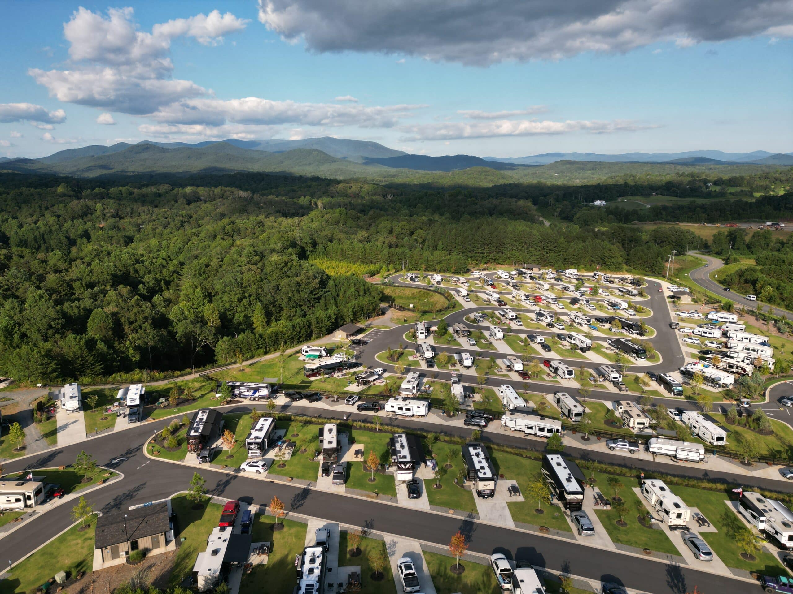 Aerial view of Falcon Ridge and Hawk Valley at Talona Ridge RV Resort