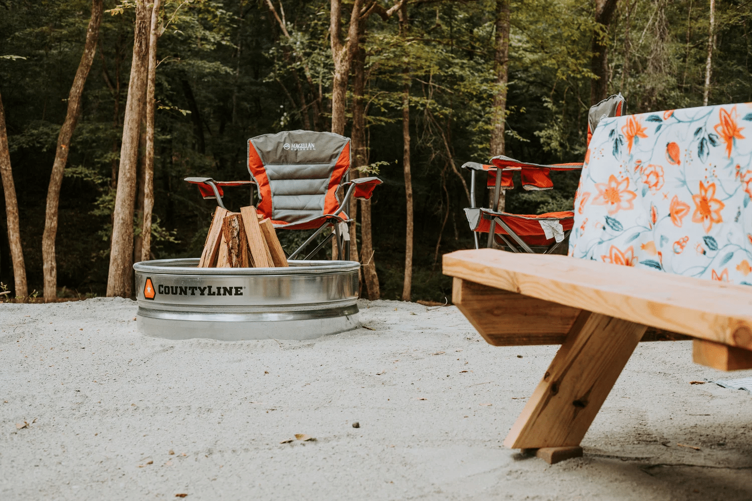 Outdoor campsite seating at Ted & Tracy's RV Campground