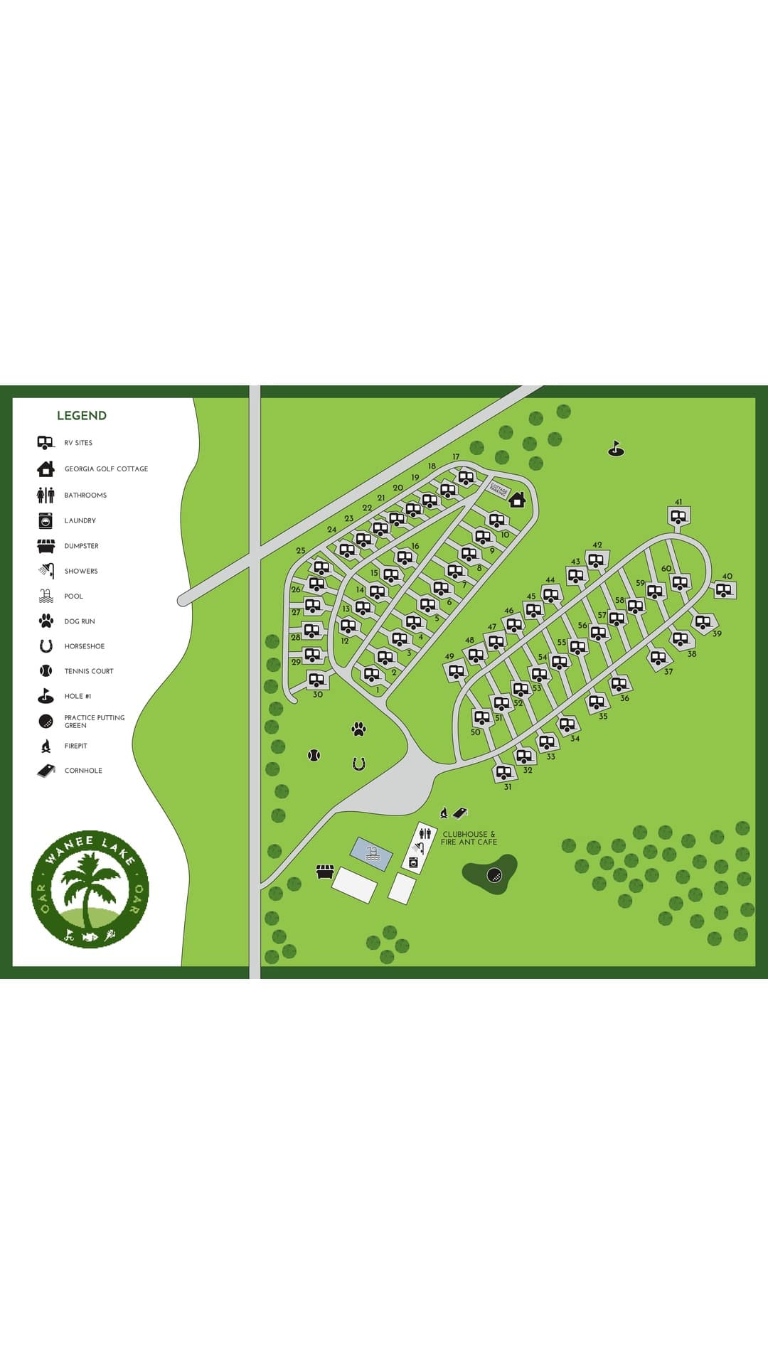 Wanee Lake Golf & RV Resort campground map
