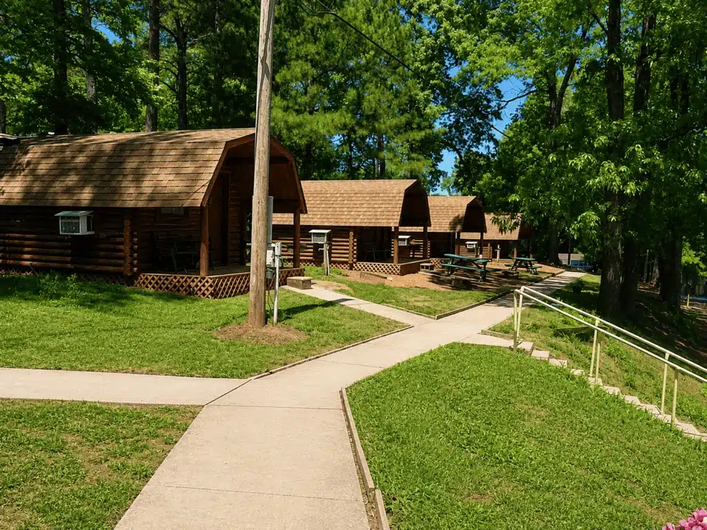 Cabin accommodations at Forsyth Station RV Resort