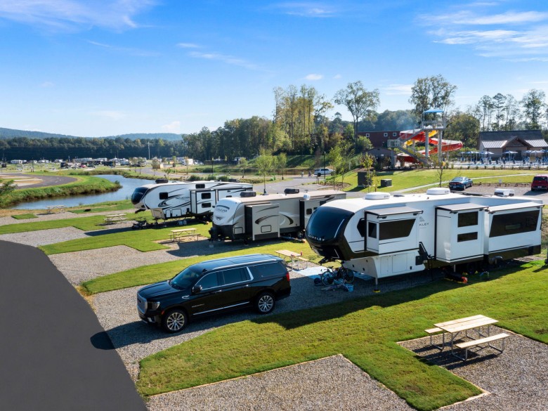RV sites at Winding Waters Riverfront RV Resort